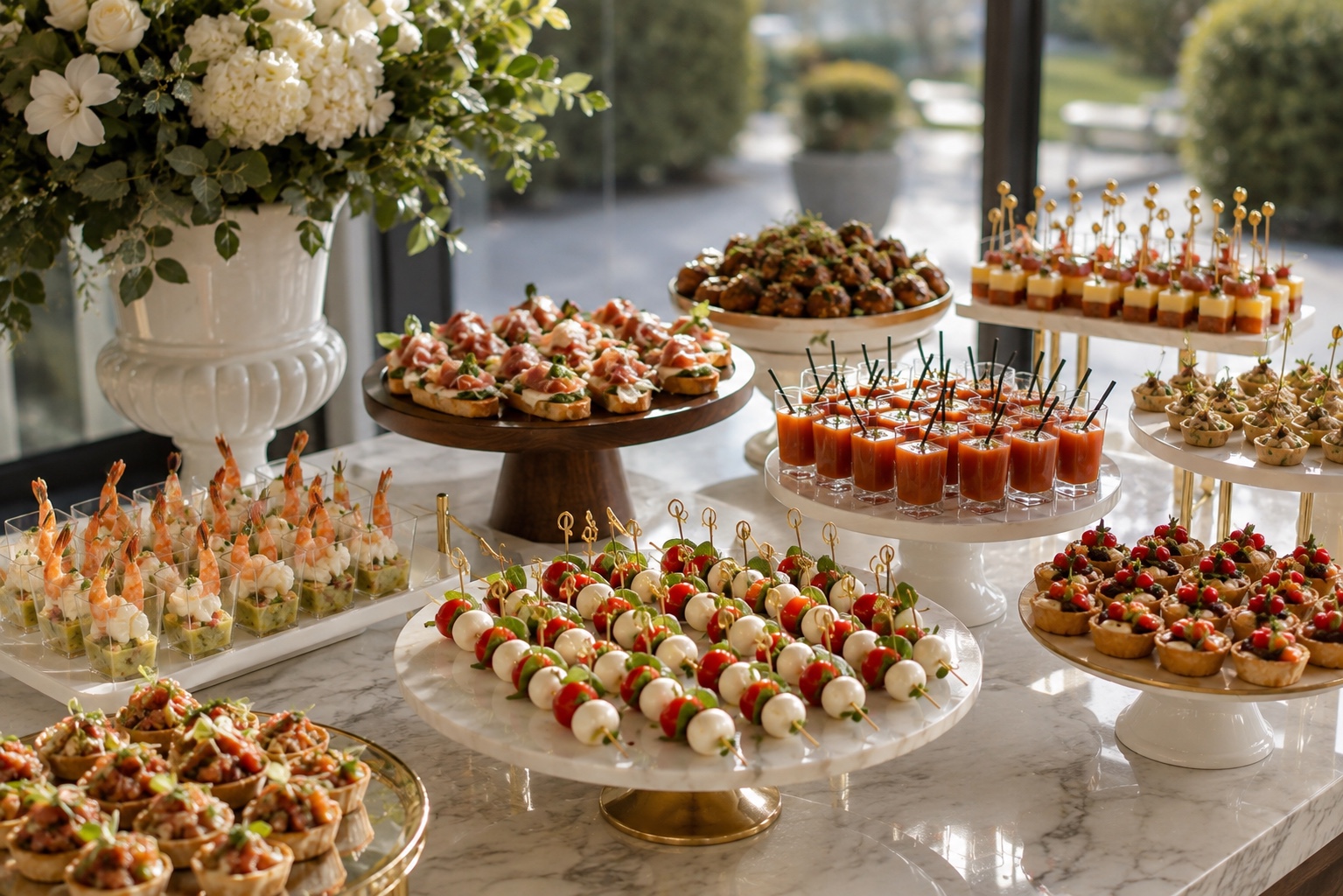 Elegant hors d'oeuvres catering display